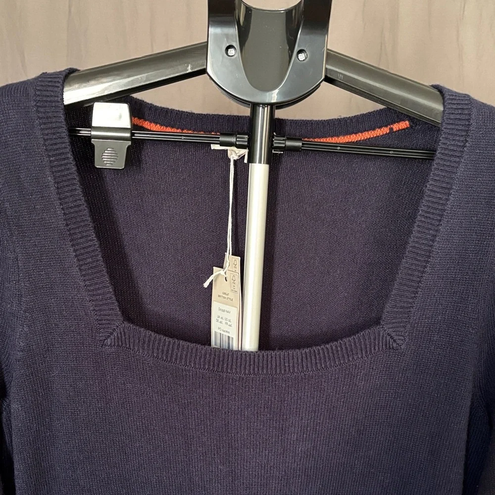 NWT Boden Square Neck Wool Blend Navy Blue Long Sleeve Sweater Dress - Picture 4 of 7